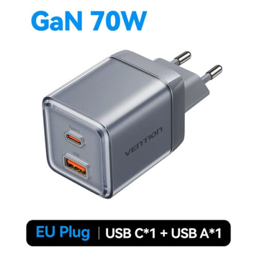 Сетевое зарядное устройство Vention 2 порта USB C+A GaN 70W
