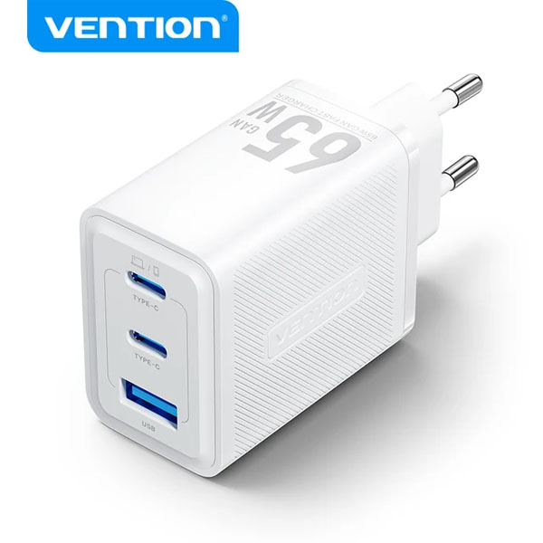 Сетевое зарядное устройство Vention 3 порта USB С+C+A GaN 65W