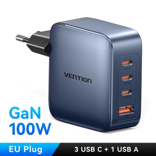 Сетевое зарядное устройство Vention 4 порта USB C+С+C+A GaN 100W