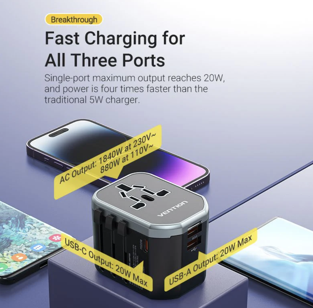 Адаптер Vention USB (C+A+A) — изображение 3