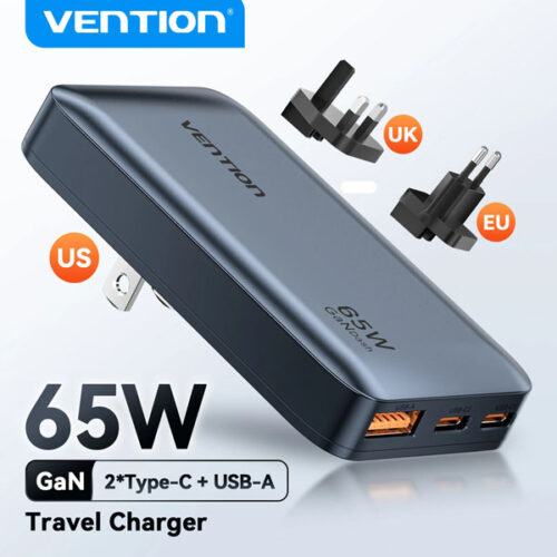 Power Bank Vention GaN 65W 2Type-C/USB A