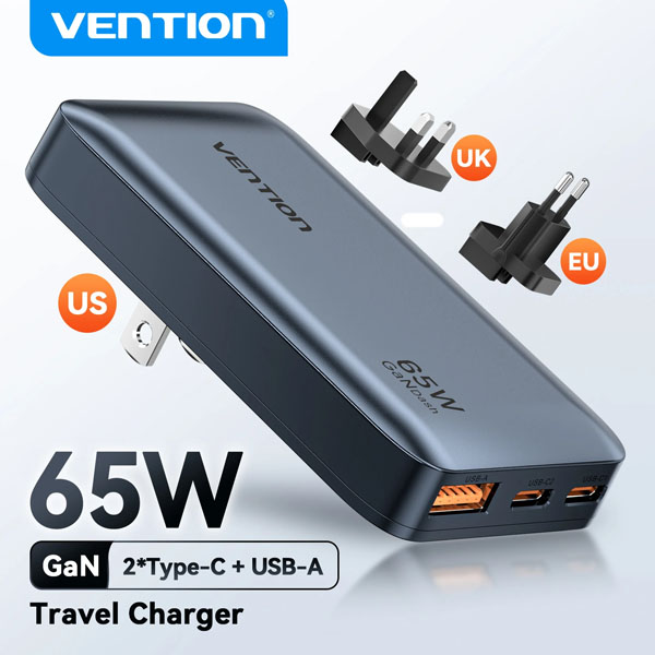 Power Bank Vention GaN 65W 2Type-C/USB A
