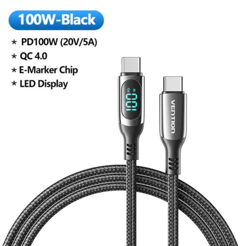 Кабель Vention PD 100W USB-C/Type-C с дисплеем