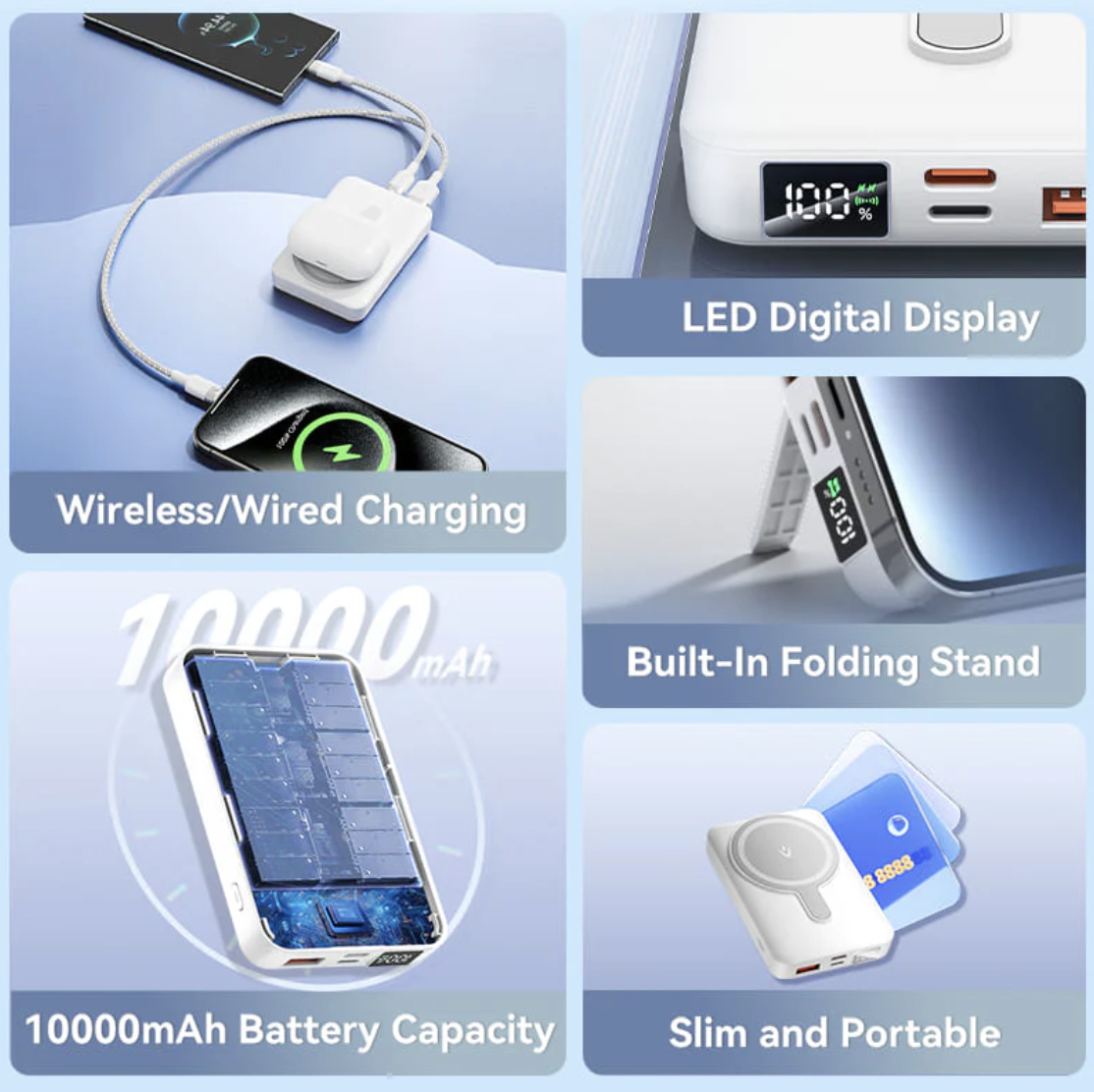 Power Bank Magnetic Vention 10000mAh (USB-C + Wireless) 20W — изображение 4
